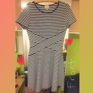 Cute blue and white striped T-shirt dress